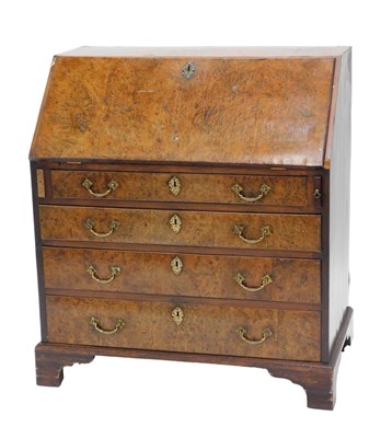 Lot 974 - A mid 18thC walnut and burr walnut bureau, the...