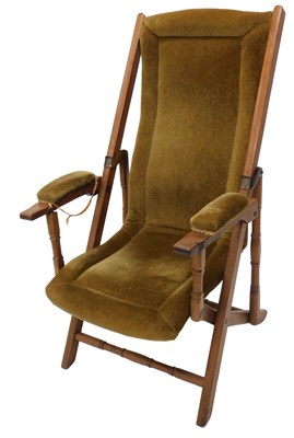 Lot 977 - A teak folding steamer type chair, with a...