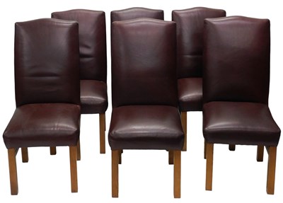 Lot 978 - A set of six oak highback dining chairs, each...