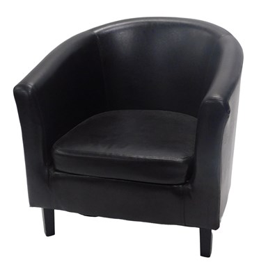 Lot 981 - A brown leatherette tub shaped chair, on...