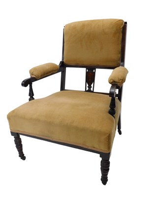 Lot 993 - An Edwardian mahogany ebonised and marquetry...