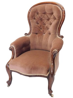 Lot 994 - A Victorian walnut show frame chair, with a...