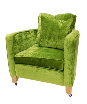 Lot 997 - A modern lime green velvet upholstered tub...