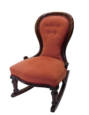 Lot 925 - A Victorian mahogany rocking chair, with a...