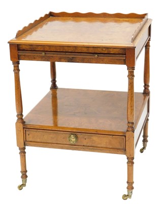 Lot 930 - A burr elm two tier occasional table, the top...
