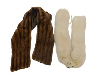 Lot 866 - A brown mink fur stole, with arm holes, and an...