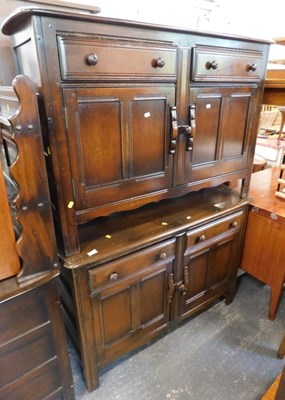 Lot 1532a - Two dark Ercol style sideboards, the...