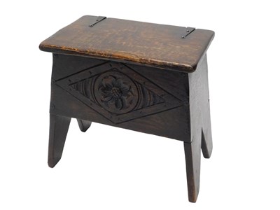 Lot 1029 - A small oak work box in 17thC style, the...