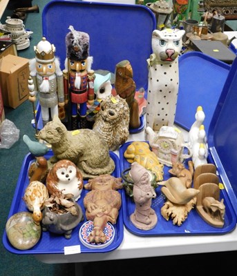 Lot 2174b - Assorted ceramic owls, geese, Lincoln imp, etc....