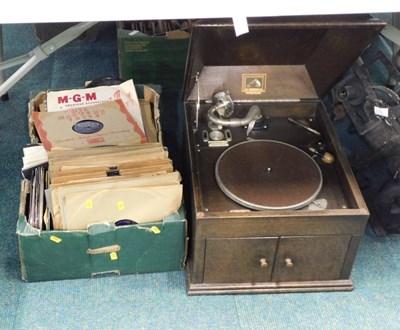 Lot 2174c - An oak cased table top record player, together...