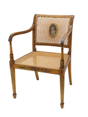 Lot 948 - A late 19thC painted Sheraton Revival open...