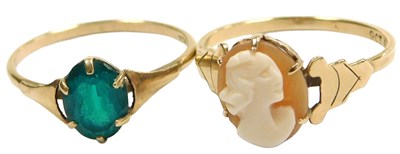 Lot 305 - A shell cameo ring, bust portrait of a lady,...