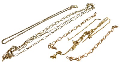 Lot 313 - A group of 9ct gold partial neck chains, box...