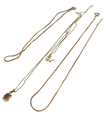 Lot 317 - A group of partial 9ct gold neckchains,...