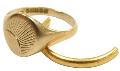 Lot 307 - A half segment of a 22ct gold wedding band,...
