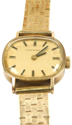 Lot 110 - A Longines lady's 9ct gold cased wristwatch,...