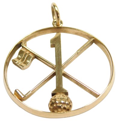 Lot 106 - A 9ct gold No. 1 golfer circular medallion, in...