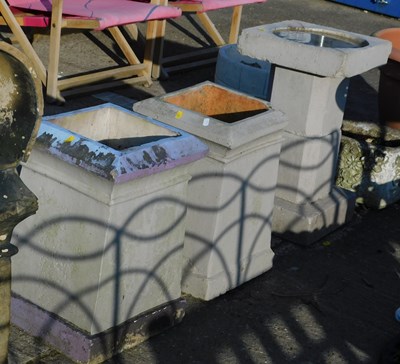 Lot 1679 - 2 chimney pot planters, and a stone bird bath (3)