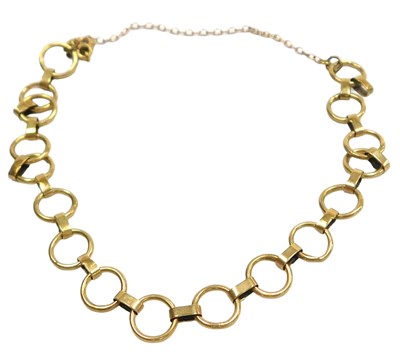 Lot 207 - A 9ct gold circular and oval link bracelet, on...