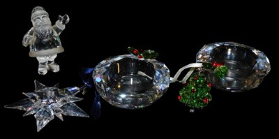 Lot 25 - Five Swarovski crystal Christmas ornaments,...