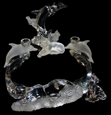 Lot 32 - A group of Lenox cut and frosted glass figures,...