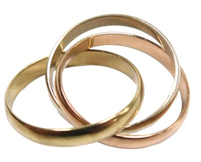 Lot 206 - A 9ct three colour gold Russian wedding ring,...