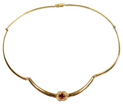Lot 204 - A ruby and diamond fringe necklace, set...