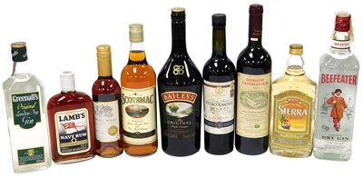 Lot 53 - Spirits and wines, including Beefeater London...