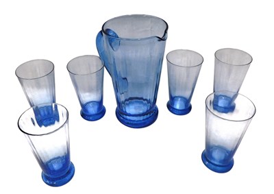 Lot 703a - A 1970s blue glass lemonade set, comprising...