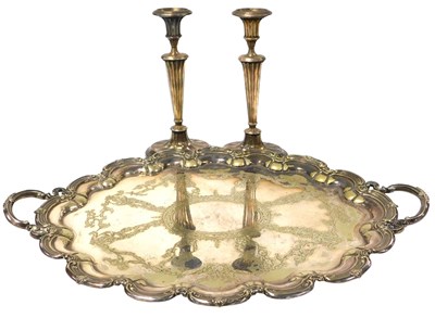 Lot 66 - A pair of early 20thC Adam style silver plated...