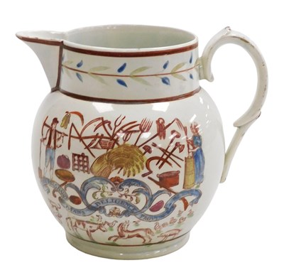 Lot 88 - An early 19thC pearlware Farmer's jug,...