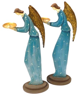 Lot 90 - A pair of 20thC tin and wooden Christmas Angel...