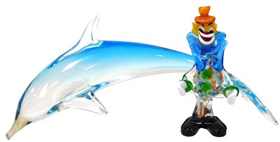Lot 94 - A Murano blue glass figure of a dolphin, of...