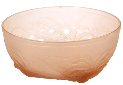 Lot 99 - An Art Deco Jobling pink frosted glass bowl,...