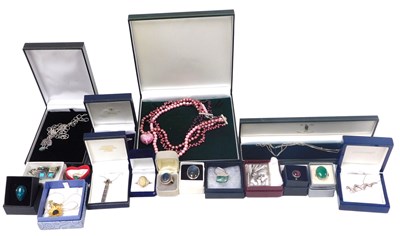 Lot 229 - A group of silver and costume jewellery,...