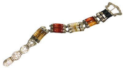Lot 224 - A late 19thC Scottish agate set bracelet, of...