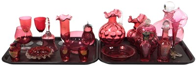 Lot 134 - A group of Victorian and later cranberry glass,...