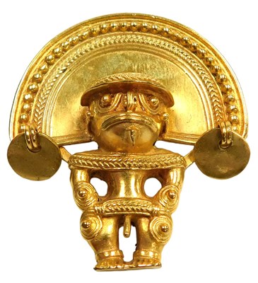 Lot 123 - A Pre-Columbian Tairona tumbaga pendant,...
