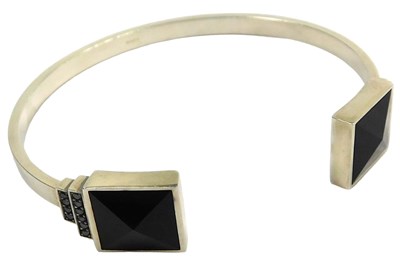 Lot 322 - A Georg Jensen silver black onyx and black...