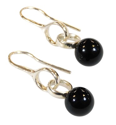 Lot 324 - A pair of Georg Jensen silver and black onyx...