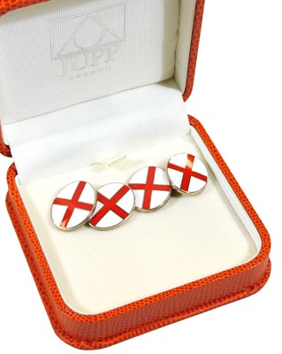 Lot 327 - A pair of silver and enamel St. George's flag...