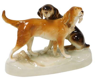 Lot 192 - A Royal Dux porcelain figure group of two...