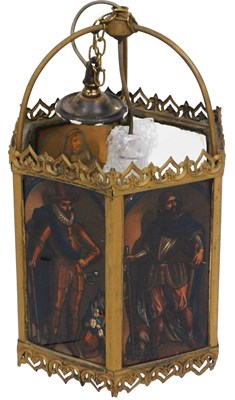 Lot 251 - A Victorian hexanganol tin lantern, with one...