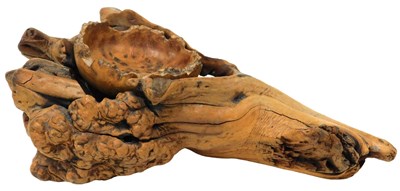 Lot 253 - A late 20thC carved burr elm bowl and root...