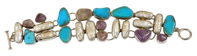 Lot 333 - A turquoise amethyst quartz and blister pearl...