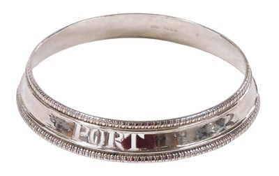 Lot 375 - An Elizabeth II silver port collar, with...