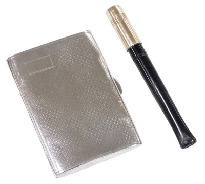 Lot 376 - A George V silver cigarette case, with engine...