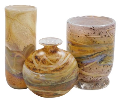 Lot 270 - A Gozo glass vase, of footed cylindrical form,...