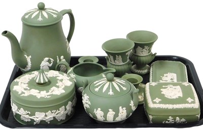 Lot 276 - A group of Wedgwood green Jasperware,...