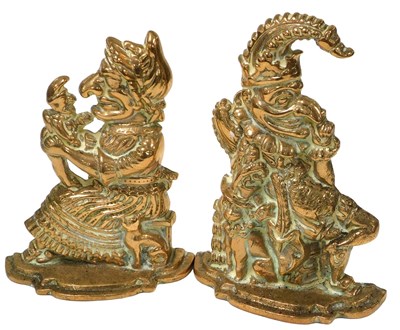 Lot 280 - A pair of Victorian brass Punch & Judy...